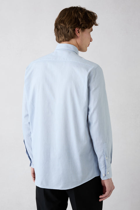 Mid Gray Long Sleeve Regular Fit Button-Down Collar Cotton Oxford 4-Season Shirt
