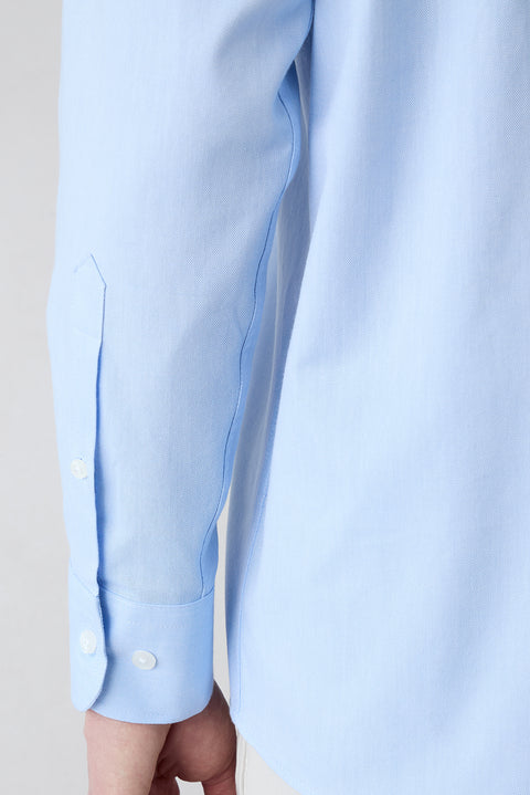 Light Blue Long Sleeve Regular Fit Button-Down Collar Cotton Oxford Four Seasons Shirt