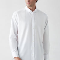 White Long Sleeve Regular Fit Button-Down Collar Cotton Oxford Four Seasons Shirt