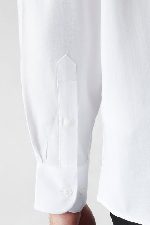White Long Sleeve Regular Fit Button-Down Collar Cotton Oxford Four Seasons Shirt