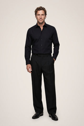  Siyah Uzun Kol Regular Fit Non Iron Ütü Gerektirmeyen %100 Pamuk Klasik Gömlek