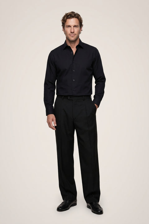 Black Long Sleeve Regular Fit Non-Iron 100% Cotton Classic Shirt