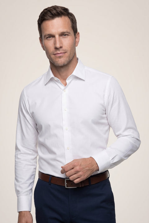 White Long Sleeve Regular Fit Non-Iron 100% Cotton Classic Shirt