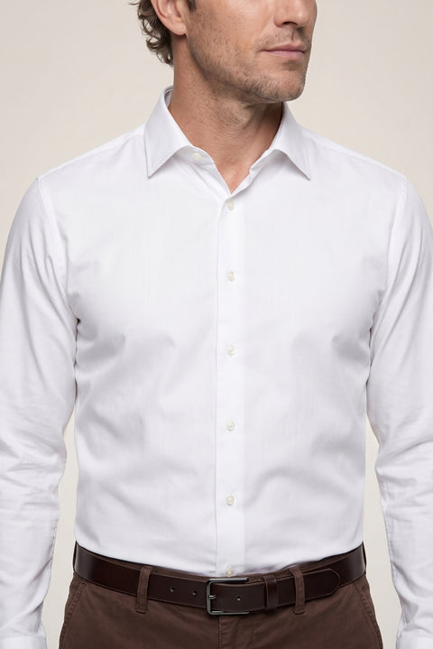 Beyaz Uzun Kol Slim Fit Non Iron Ütü Gerektirmeyen %100 Pamuk Klasik Gömlek
