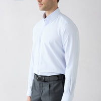 Light Blue Long Sleeve Regular Fit Striped Button-Down Collar Cotton Easy-Iron Shirt