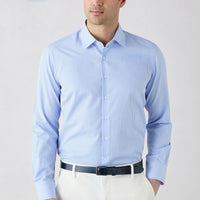 Light Blue Long Sleeve Slim Fit Striped Shirt