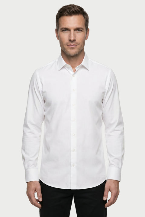 Siyah-Beyaz 2'li Uzun Kol Regular Fit Pamuklu Ütü Gerektirmeyen Pamuklu Klasik Non Iron Gömlek Seti