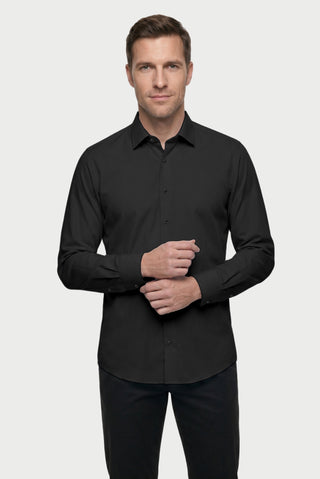  Siyah-Beyaz 2'li Uzun Kol Regular Fit Pamuklu Ütü Gerektirmeyen Pamuklu Klasik Non Iron Gömlek Seti