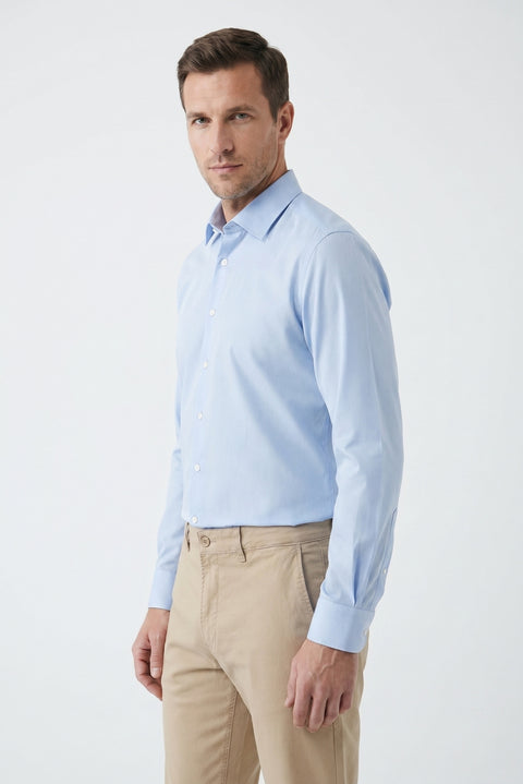 Blue-Blue 2-Pack Long Sleeve Regular Fit Cotton Non-Iron Classic Shirt Set