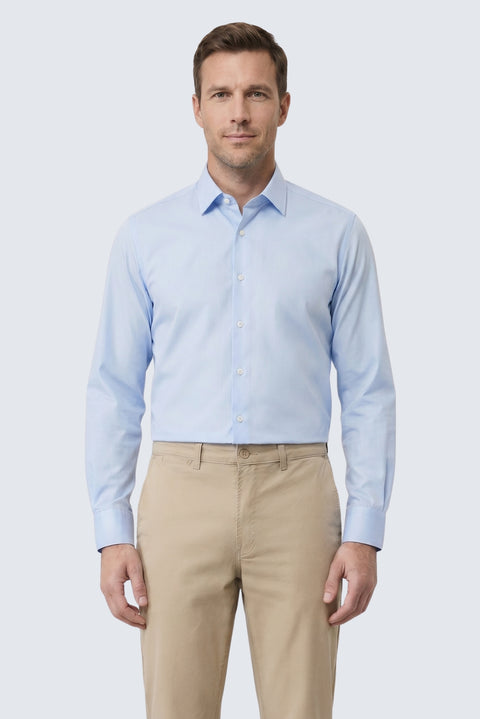 Blue-Blue 2-Pack Long Sleeve Regular Fit Cotton Non-Iron Classic Shirt Set