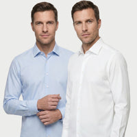 Blue-White 2-Pack Long Sleeve Regular Fit Cotton Non-Iron Classic Shirt Set