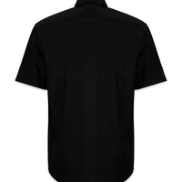 Siyah Kısa Kol Regular Fit Non Iron Ütü Gerektirmeyen Pamuklu Cepli Gömlek