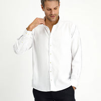 White Long Sleeve Regular Fit Button-Down Collar Cotton Oxford Shirt