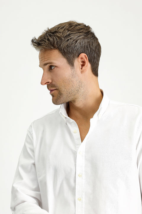 White Long Sleeve Regular Fit Button-Down Collar Cotton Oxford Shirt