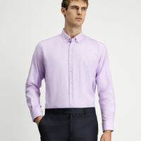 Medium Purple Long Sleeve Regular Fit Button-Down Collar Cotton Oxford Shirt
