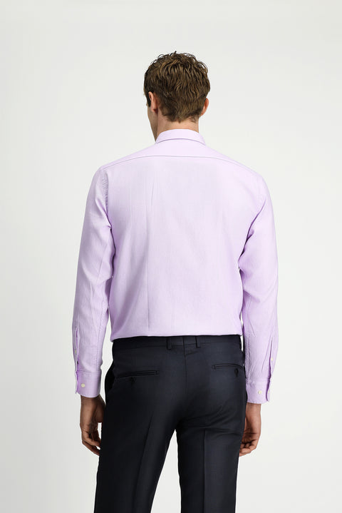 Medium Purple Long Sleeve Regular Fit Button-Down Collar Cotton Oxford Shirt