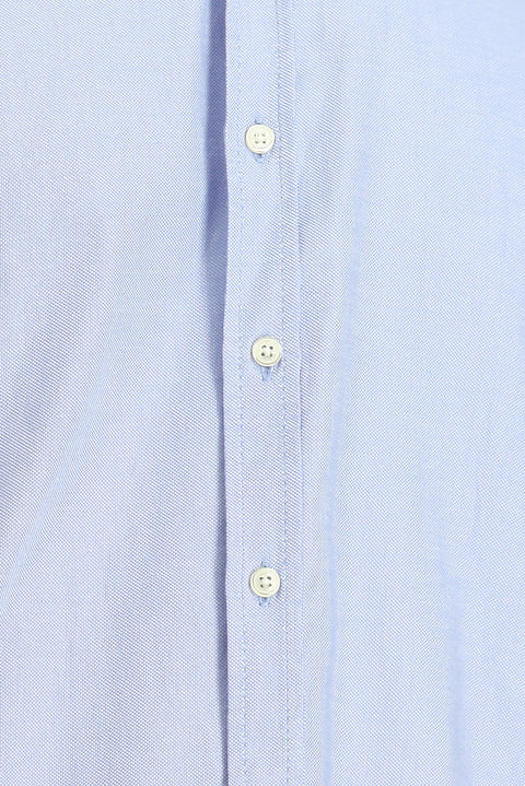 Light Blue Long Sleeve Regular Fit Oxford Button-Down Collar Cotton Shirt