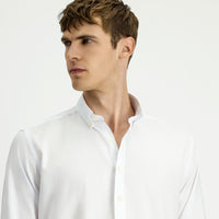 White Long Sleeve Regular Fit Oxford Button-Down Collar Cotton Shirt