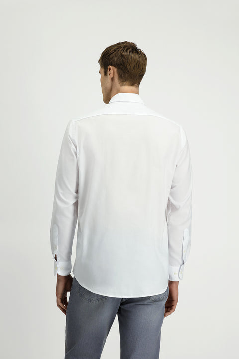 White Long Sleeve Regular Fit Oxford Button-Down Collar Cotton Shirt