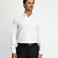White Long Sleeve Regular Fit Button-Down Collar Cotton Shirt