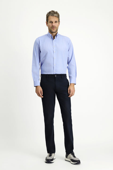 Blue Long Sleeve Regular Fit Sport Cotton Oxford Button-Down Shirt