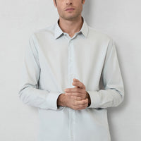 Light Grey Long Sleeve Slim Fit 100% Cotton Four Seasons Easy Iron Breathable Men's Easy Care Classic Shirt