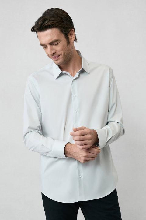 Light Grey Long Sleeve Slim Fit 100% Cotton Four Seasons Easy Iron Breathable Men's Easy Care Classic Shirt