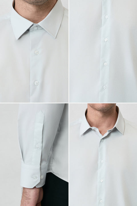 Light Grey Long Sleeve Slim Fit 100% Cotton Four Seasons Easy Iron Breathable Men's Easy Care Classic Shirt