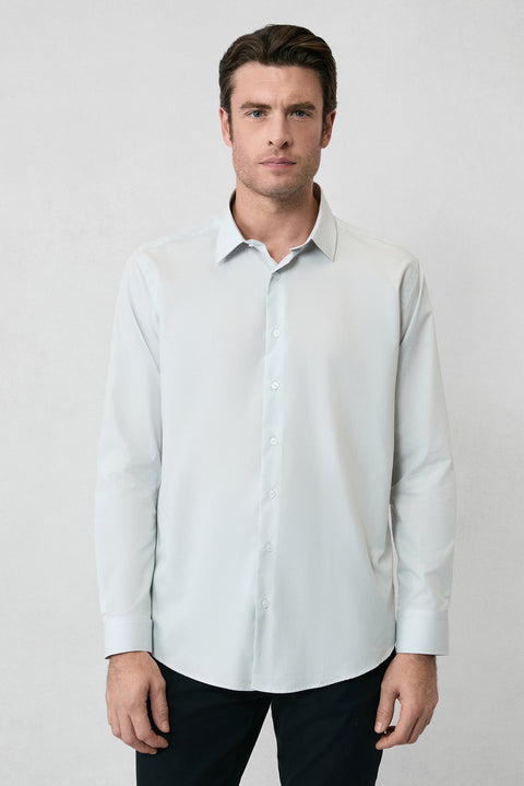 Light Grey Long Sleeve Slim Fit 100% Cotton Four Seasons Easy Iron Breathable Men's Easy Care Classic Shirt