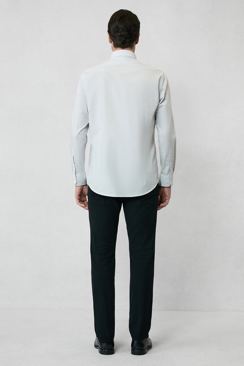 Light Grey Long Sleeve Slim Fit 100% Cotton Four Seasons Easy Iron Breathable Men's Easy Care Classic Shirt