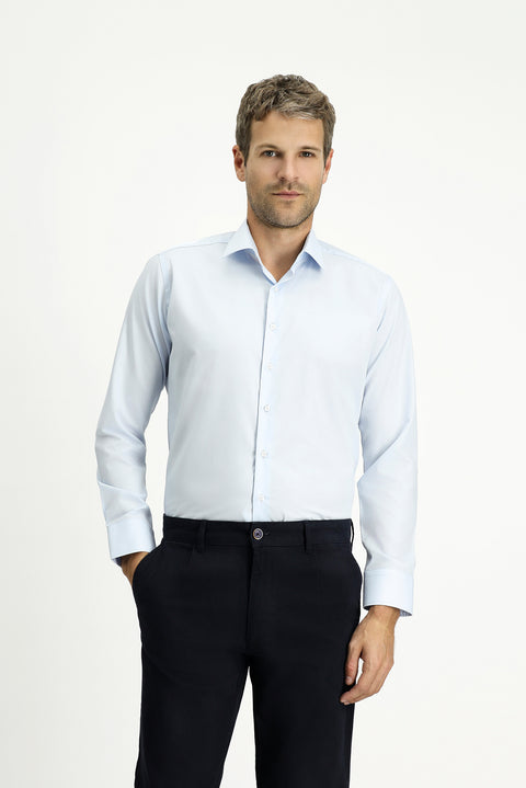 Light Blue Long Sleeve Slim Fit 100% Cotton Four Seasons Easy Iron Breathable Men's Easy Care Classic Shirt