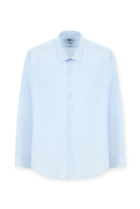Light Blue Long Sleeve Slim Fit 100% Cotton Four Seasons Easy Iron Breathable Men's Easy Care Classic Shirt