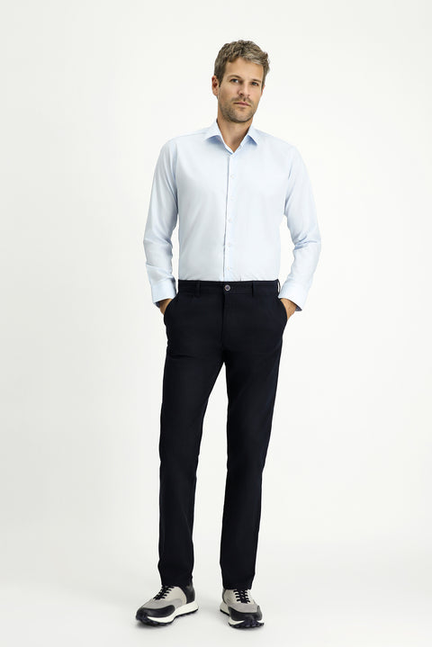 Light Blue Long Sleeve Slim Fit 100% Cotton Four Seasons Easy Iron Breathable Men's Easy Care Classic Shirt