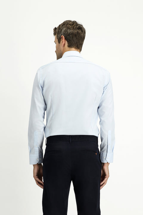 Light Blue Long Sleeve Slim Fit 100% Cotton Four Seasons Easy Iron Breathable Men's Easy Care Classic Shirt