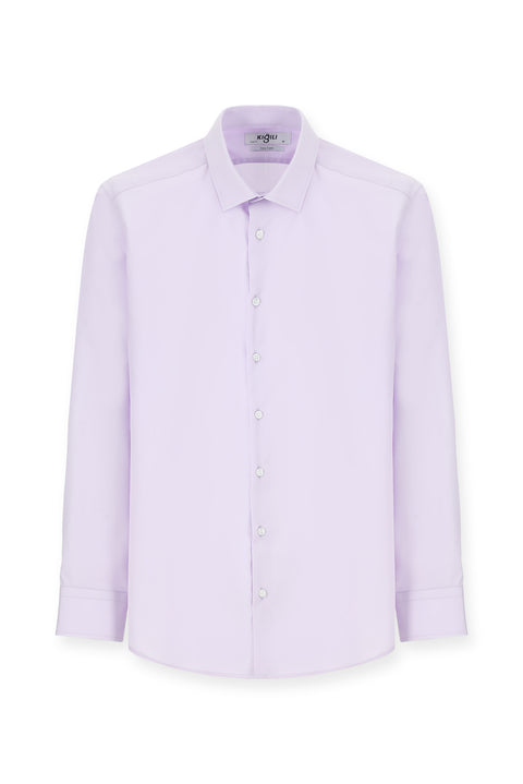 Lilac Long Sleeve Slim Fit 100% Cotton 4 Seasons Easy Iron Breathable Men's Easy Care Classic Shirt