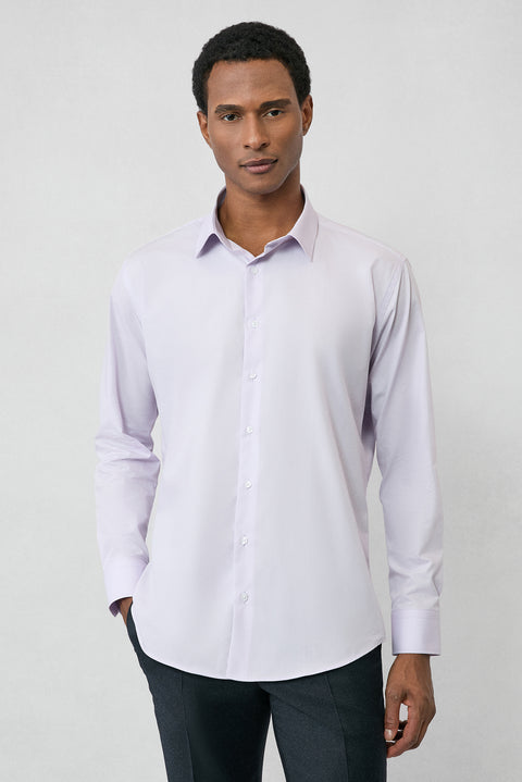 Lilac Long Sleeve Slim Fit 100% Cotton 4 Seasons Easy Iron Breathable Men's Easy Care Classic Shirt