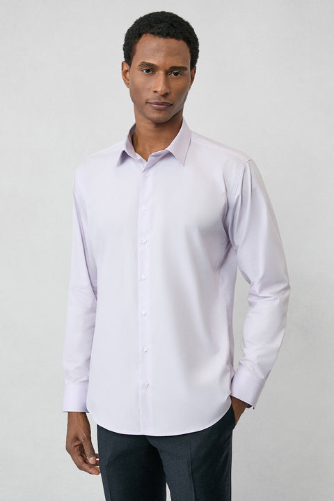 Lilac Long Sleeve Slim Fit 100% Cotton 4 Seasons Easy Iron Breathable Men's Easy Care Classic Shirt