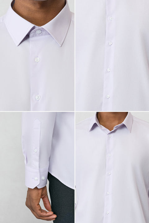 Lilac Long Sleeve Slim Fit 100% Cotton 4 Seasons Easy Iron Breathable Men's Easy Care Classic Shirt
