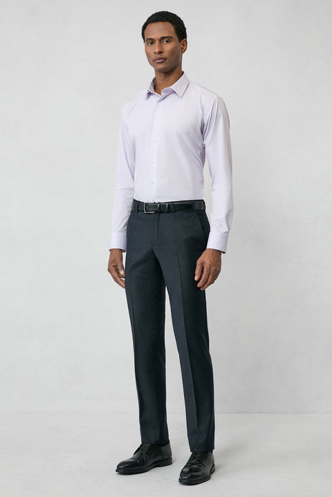 Lilac Long Sleeve Slim Fit 100% Cotton 4 Seasons Easy Iron Breathable Men's Easy Care Classic Shirt