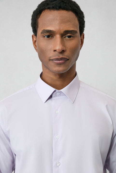 Lilac Long Sleeve Slim Fit 100% Cotton 4 Seasons Easy Iron Breathable Men's Easy Care Classic Shirt