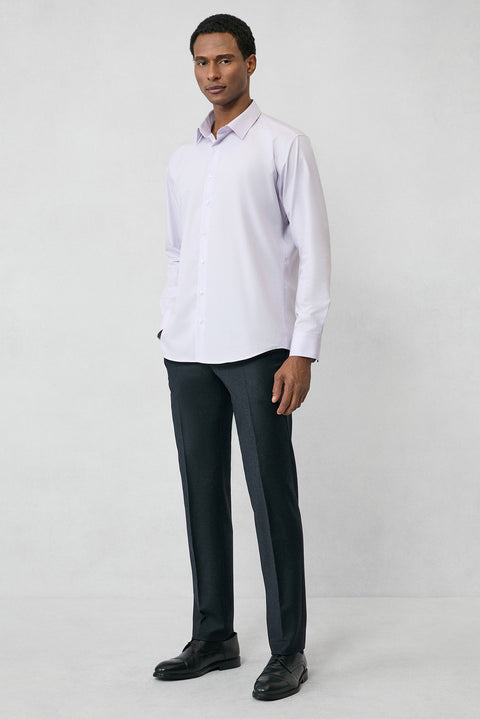 Lilac Long Sleeve Slim Fit 100% Cotton 4 Seasons Easy Iron Breathable Men's Easy Care Classic Shirt