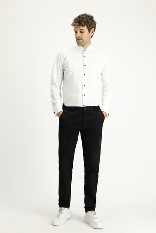  Beyaz Ata Yaka Slim Fit Dar Kesim Non Iron Pamuklu Gömlek