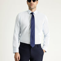 Light Blue Long Sleeve Slim Fit Narrow Cut Classic Patterned Cotton Shirt