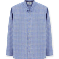 Blue Long Sleeve Slim Fit Narrow Cut Classic Patterned Cotton Shirt