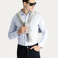 Uçuk Mavi Uzun Kol Slim Fit Dar Kesim Oxford Pamuk Gömlek