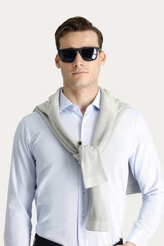  Uçuk Mavi Uzun Kol Slim Fit Dar Kesim Oxford Pamuk Gömlek