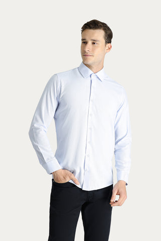  Uçuk Mavi Uzun Kol Slim Fit Dar Kesim Oxford Pamuk Gömlek