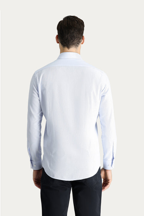 Uçuk Mavi Uzun Kol Slim Fit Dar Kesim Oxford Pamuk Gömlek