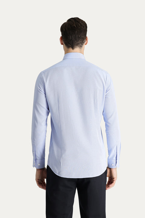 Açık Mavi Uzun Kol Slim Fit Dar Kesim Oxford Pamuk Gömlek