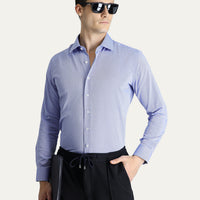 Dark Blue Long Sleeve Slim Fit Narrow Cut Oxford Cotton Shirt